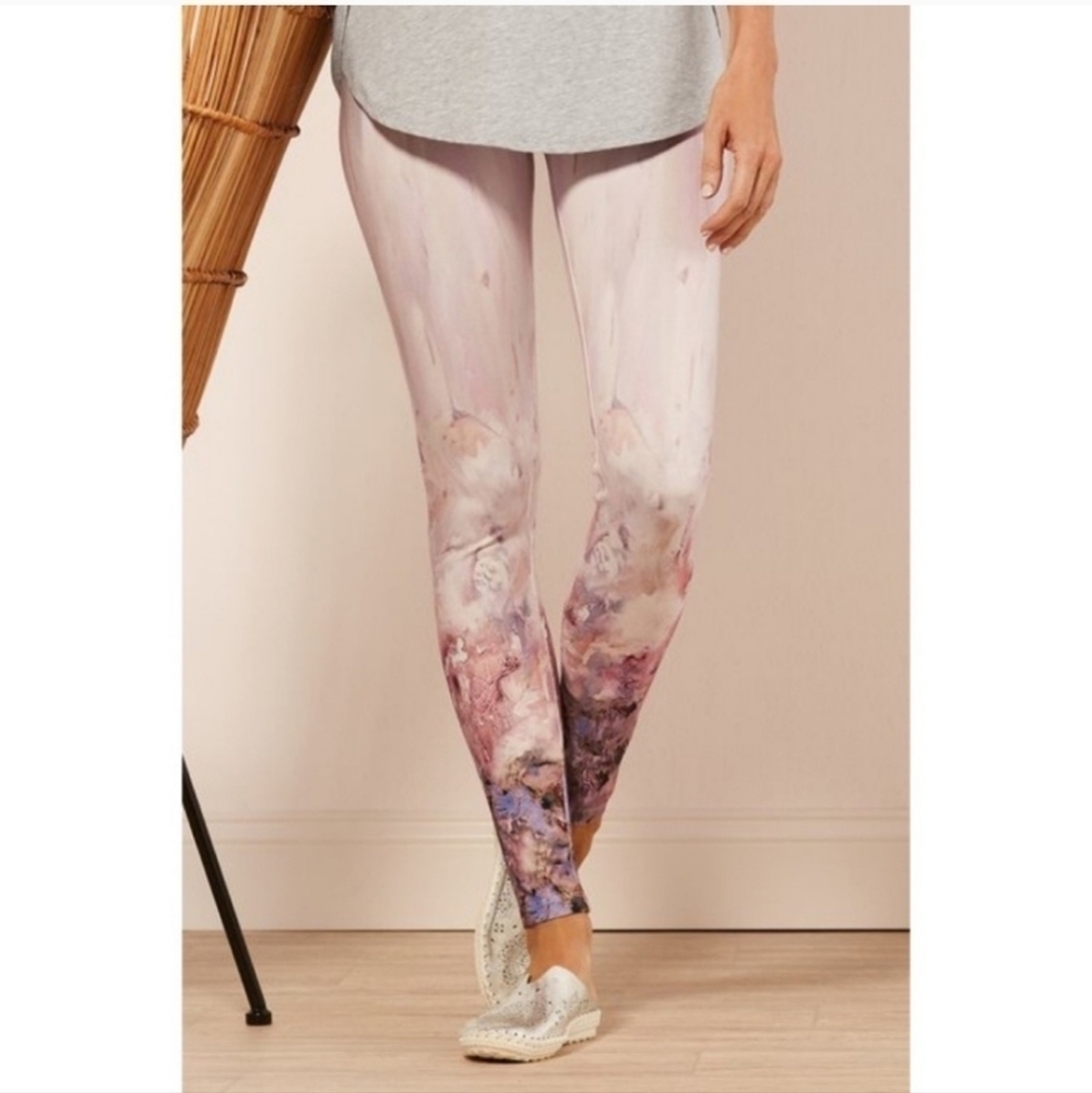 Soft Surroundings watercolor ombre print leggings pants sz large petite WP280 - Picture 1 of 6